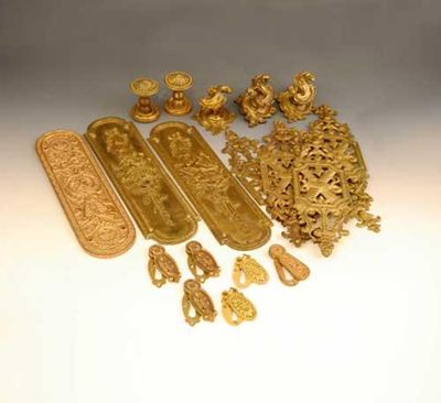 Appraisal: A collection of ormolu and gilt brass door furniture to