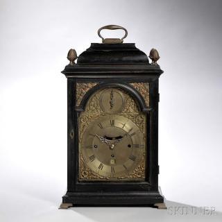 Appraisal: Isaac Rogers Ebonized Quarter-chiming Table Clock London c veneered and