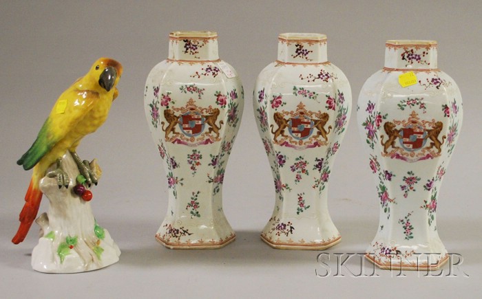 Appraisal: Set of Three Samson Hand-painted Floral and Enamel Decorated Porcelain