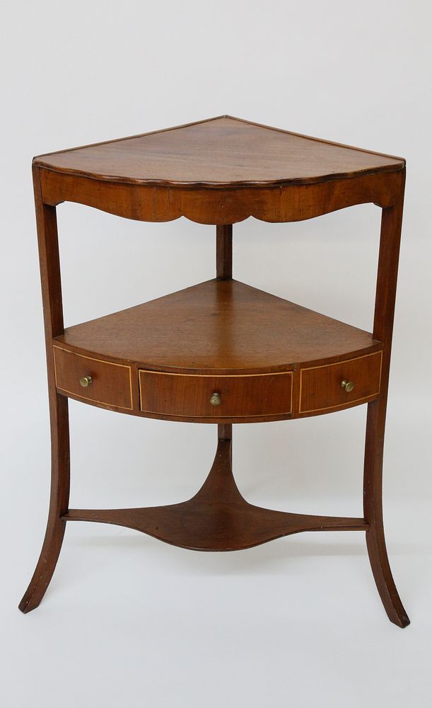 Appraisal: Hepplewhite Mahogany Inlaid Corner Washstand early th Century Hepplewhite Mahogany