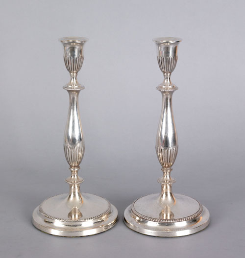 Appraisal: Pair of New York sterling silver candlesticks ca weighted h