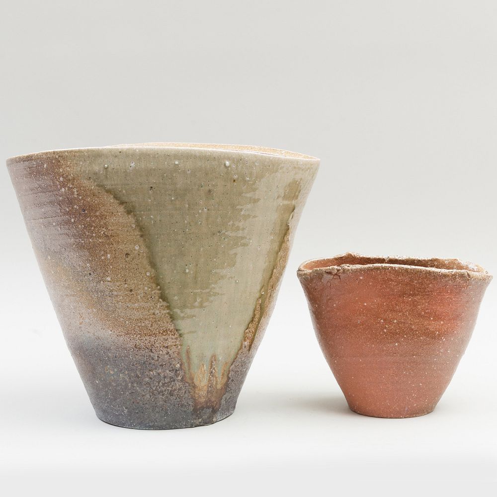 Appraisal: Two Shiro Otani Salt Glazed Wood Fired Earthenware Vases Impressed