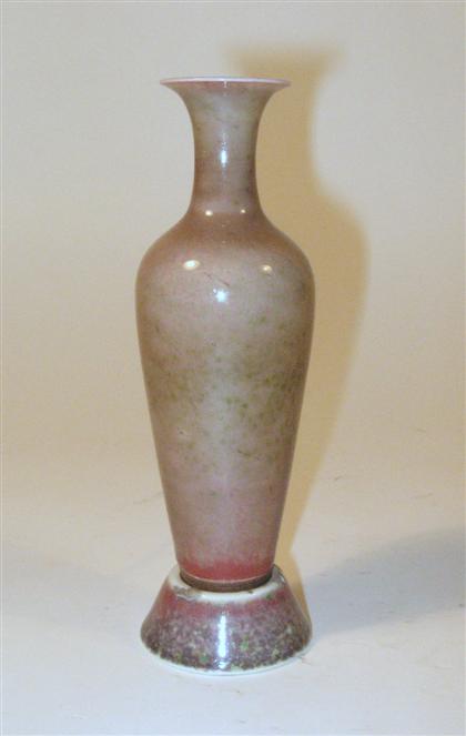 Appraisal: Chinese peach glazed porcelain amphora on standkangxi marks to both