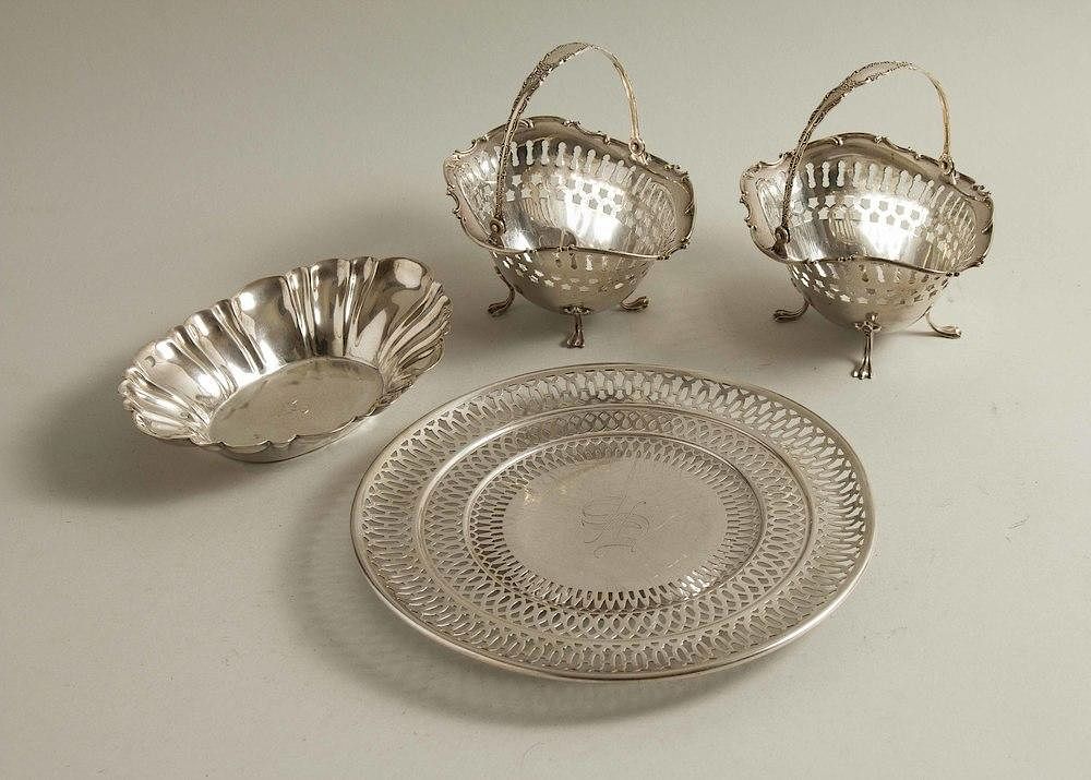 Appraisal: Four Sterling Table Articles Four sterling table items comprising two