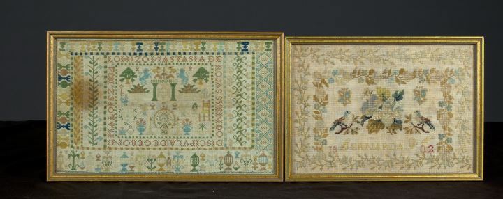 Appraisal: Two Early Framed Needlepoint Samplers early th century one featuring