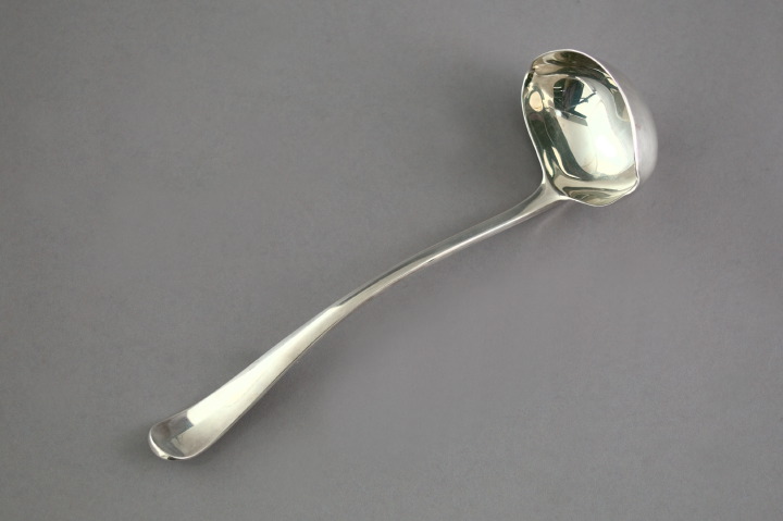 Appraisal: English Silverplate Antique Double-Lipped Punch Ladle third quarter th century