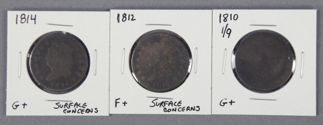 Appraisal: Three Very Scarce Classic Head CentsIncluding over F - surface