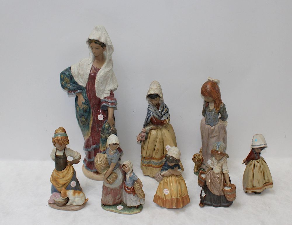 Appraisal: LLADRO Lot of Porcelain Figures To include small figurines medium