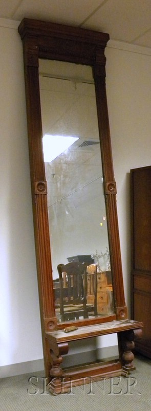 Appraisal: Victorian Eastlake-type Carved Cherry Pier Mirror with Shelf approx ht