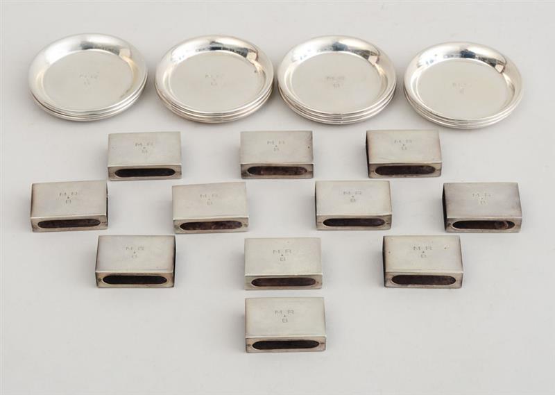 Appraisal: AMERICAN SILVER MONOGRAMMED -PIECE SMOKING SET RETAILED BY CARTIER Comprising