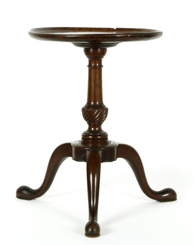 Appraisal: - th C English Burlwood Tripod Diminuative Candlestand th Century