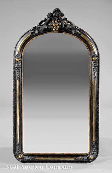 Appraisal: An American Rococo Ebonized and Gilt Overmantel Mirror mid-to-late th