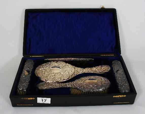 Appraisal: A good quality Silver Ladies Dressing Table Set comprising Mirror