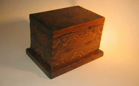 Appraisal: AMERICAN INLAID WOODEN CANDLE BOX Rectangular with hinged top opening