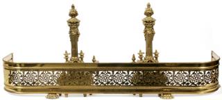 Appraisal: COLLECTION OF BRASS FIREPLACE EQUIPMENT ITEMS COLLECTION OF BRASS FIREPLACE