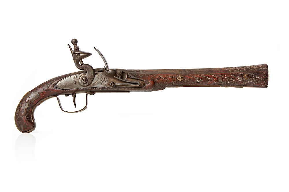 Appraisal: North African Flintlock Pistol North African flintlock pistol with flared