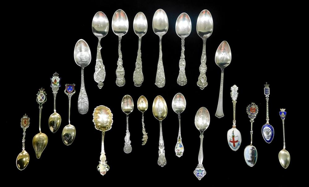 Appraisal: STERLING R Wallace Sons etc twenty-two souvenir sterling silver spoons