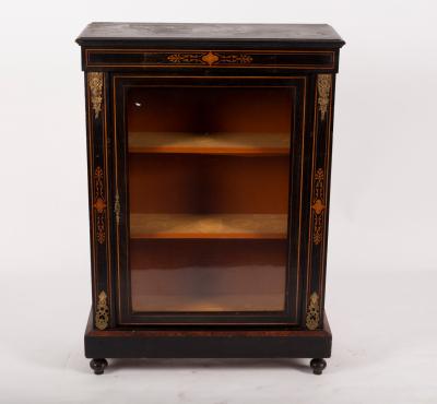 Appraisal: A Victorian ebonised and inlaid pier cabinet enclosed by a