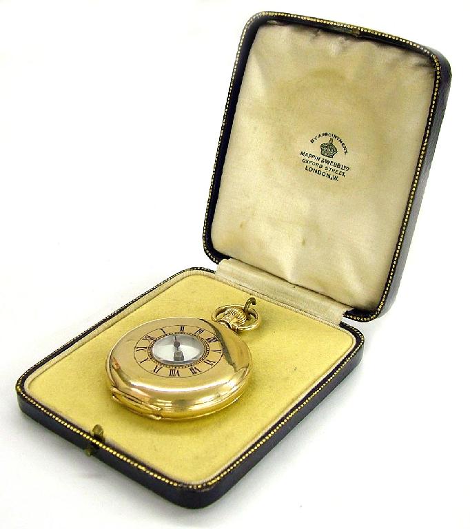 Appraisal: Mappin ct lever half hunter pocket watch Dennison case with