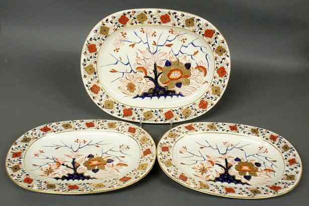 Appraisal: Three similar fine colorful Derby porcelain platters two x one