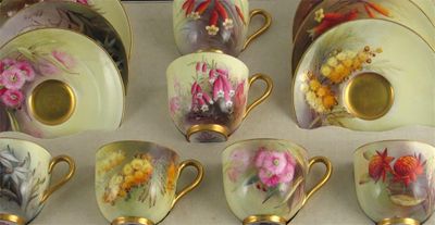 Appraisal: A set of six Royal Worcester coffee cups and saucers