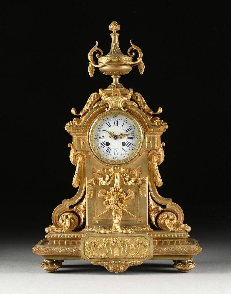 Appraisal: A LOUIS XVI REVIVAL GILT BRONZE MANTLE CLOCK THIRD QUARTER