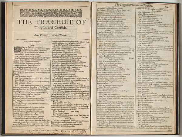 Appraisal: SHAKESPEARE WILLIAM - The Tragedie of Troylus and Cressida FROM