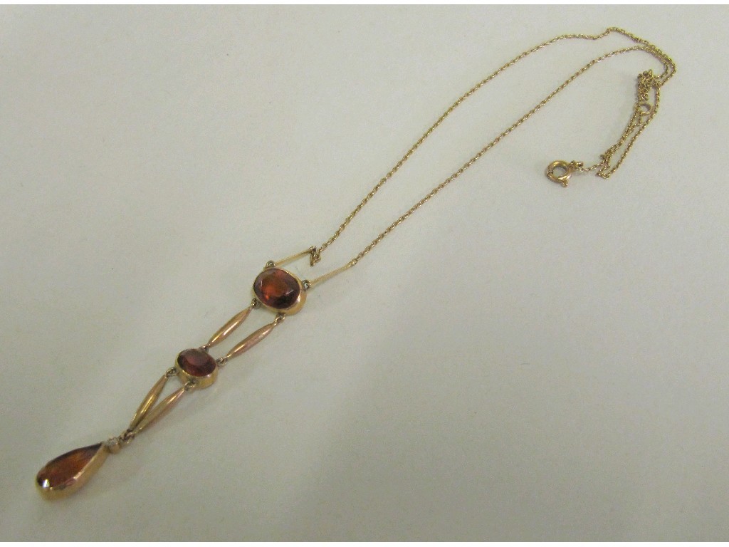 Appraisal: Edwardian gold citrine set necklace