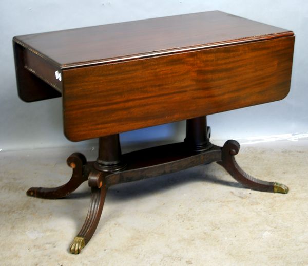 Appraisal: Custom Duncan Phyfe mahogany drop-leaf table h x x EST