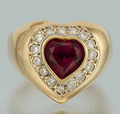 Appraisal: A Ladies' Rubellite and Diamond Ring k yellow gold ring