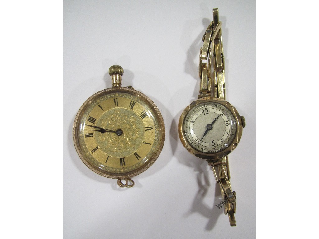 Appraisal: Lot comprising ct gold cased fob watch and a ladies