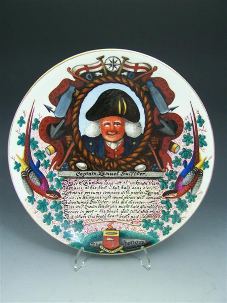 Appraisal: JOSEPH CRAWHALL SENIOR 'CAPTAIN LEMUEL GULLIVER' PLATE painted glazed porcelain