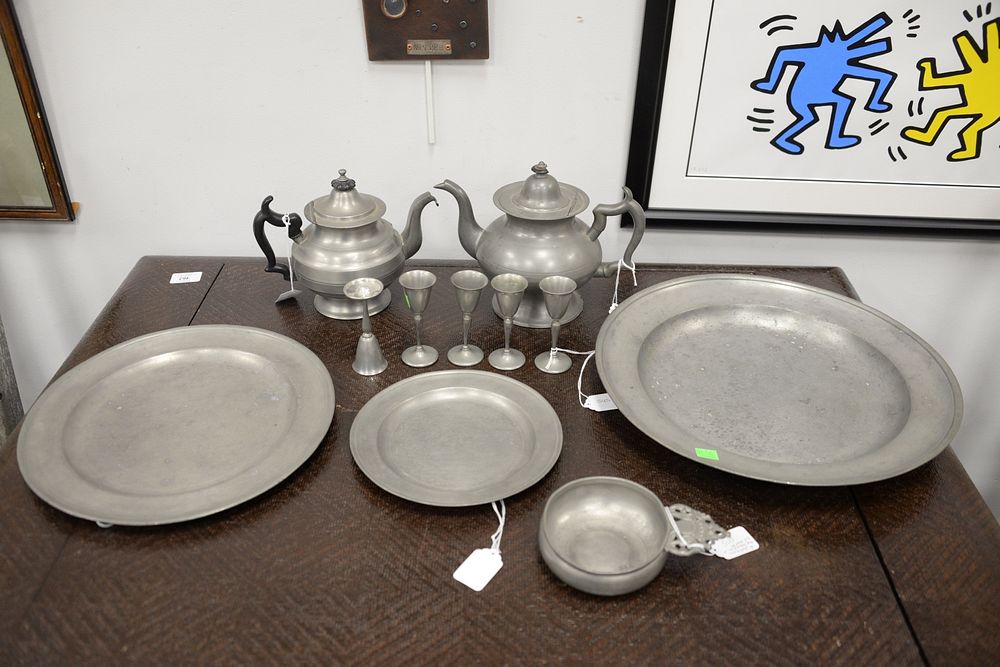 Appraisal: Pewter lot to include Samuel Hamlin deep charger two plates