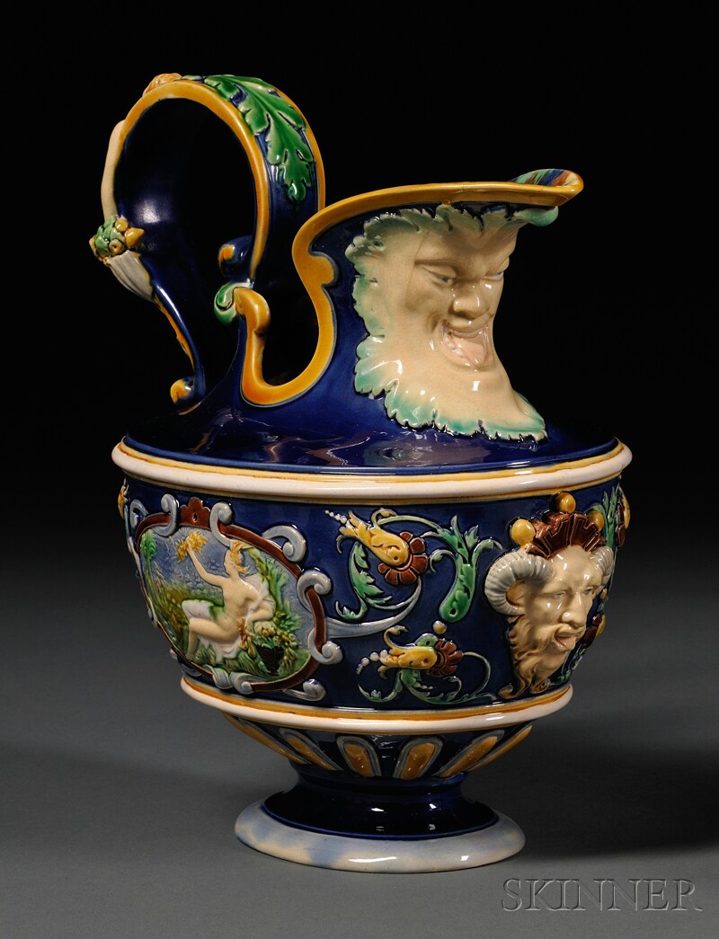 Appraisal: Minton Majolica Palissy Ewer England c modeled by Hamlet Bourne