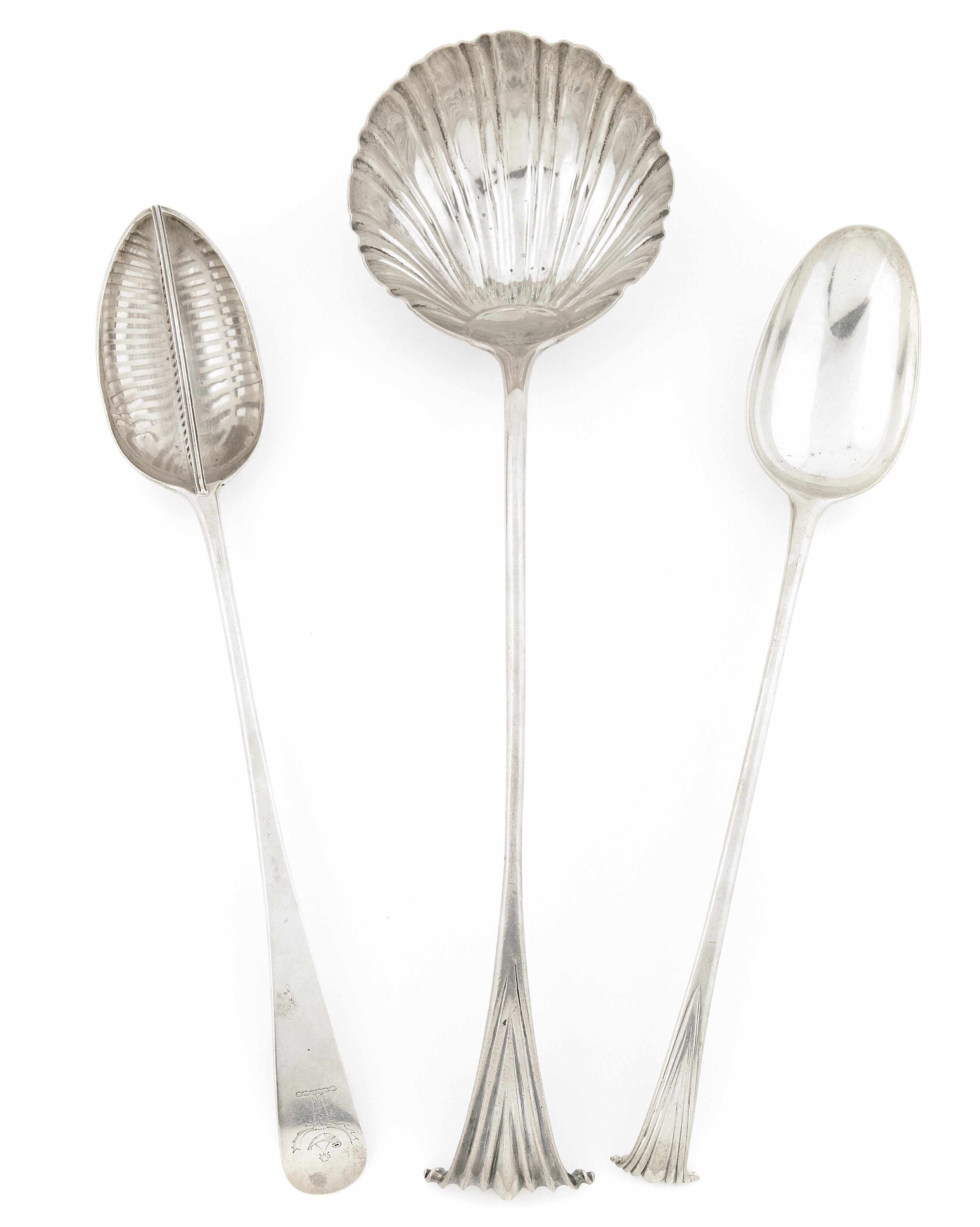 Appraisal: A group of George III sterling silver serving flatware Second