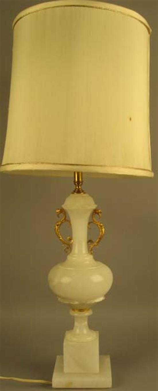 Appraisal: White Marble Lamp with gold accents Crack on base new