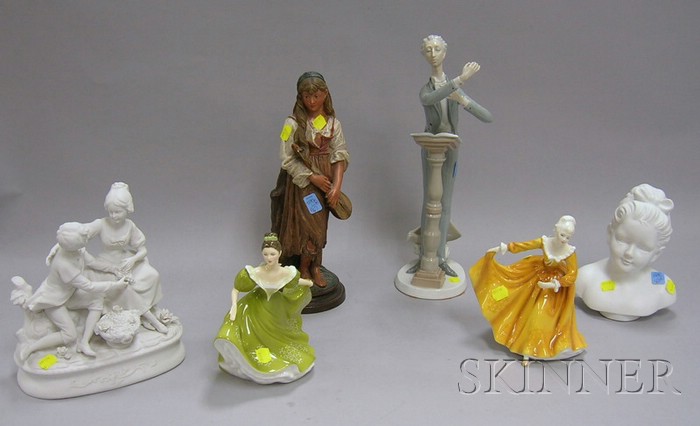 Appraisal: Six Assorted Porcelain and Ceramic Figurals Royal Doulton porcelain Kirsty