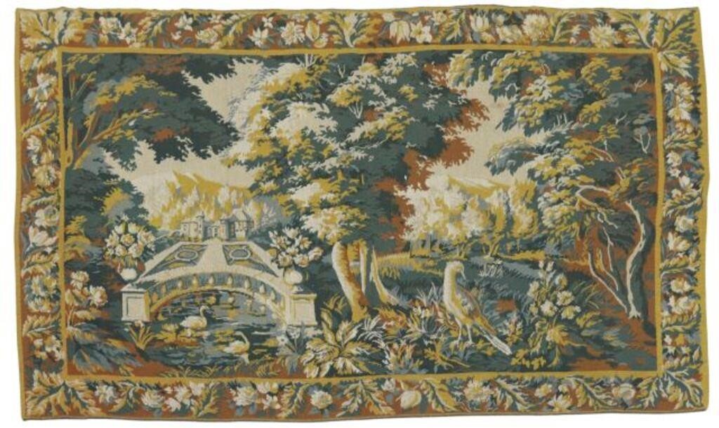 Appraisal: Aubusson style woven wool tapestry Robert Four Chateau de la