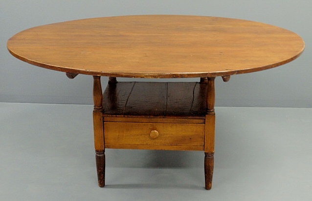 Appraisal: Sheraton pine and maple bench table c with a round