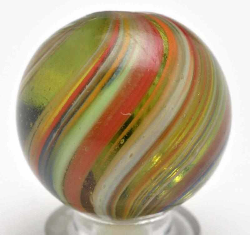 Appraisal: Colored Glass Joseph's Coat Swirl Marble Description Base glass is