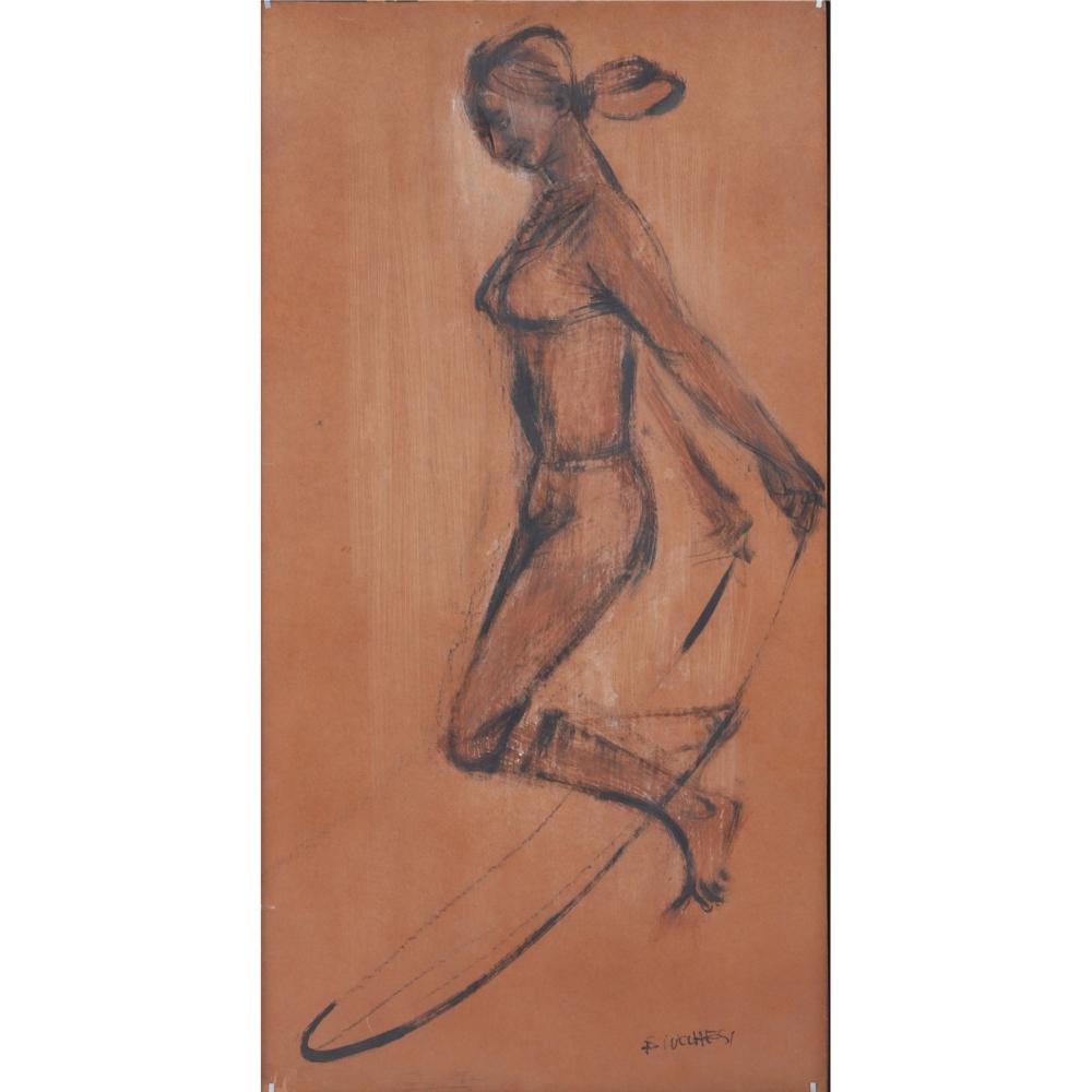 Appraisal: Bruno Lucchesi Italy B Girl Jumping Rope mixed media on