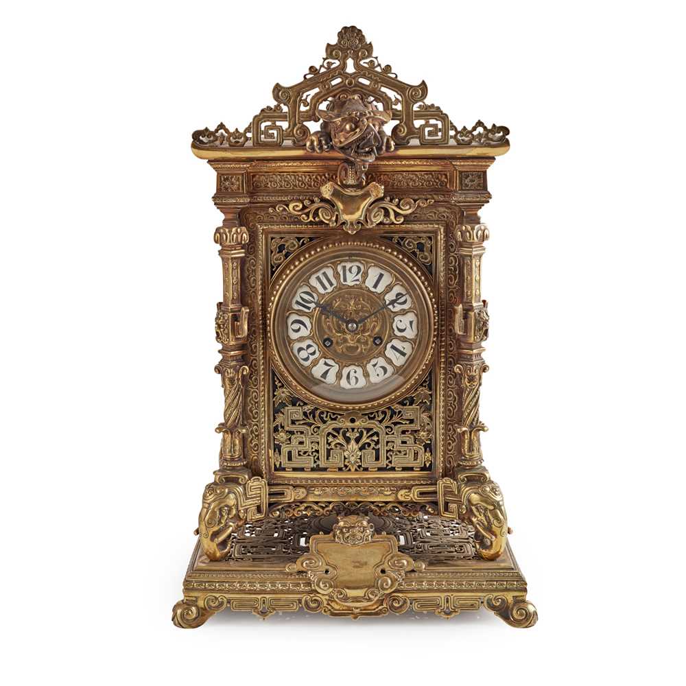 Appraisal: AESTHETIC PERIOD 'ORIENTAL' BRASS BRACKET CLOCK HERBERT MASON CO BIRMINGHAM