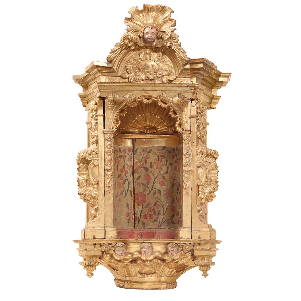 Appraisal: Continental Baroque Painted and Parcel Gilt Altar Niche th Century