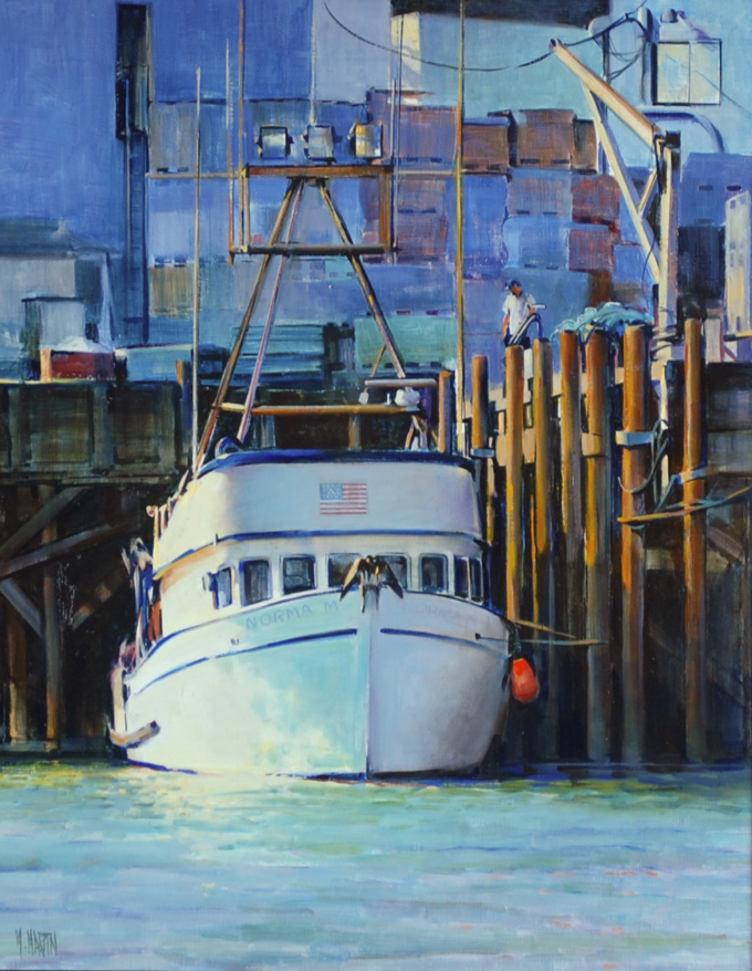 Appraisal: MARIE MARTIN OIL ON CANVAS California Oregon born Fishing boat