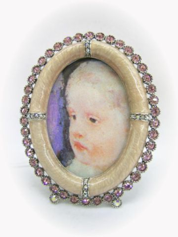 Appraisal: Jay Strongwater Frame small oval with pale pink enamel and