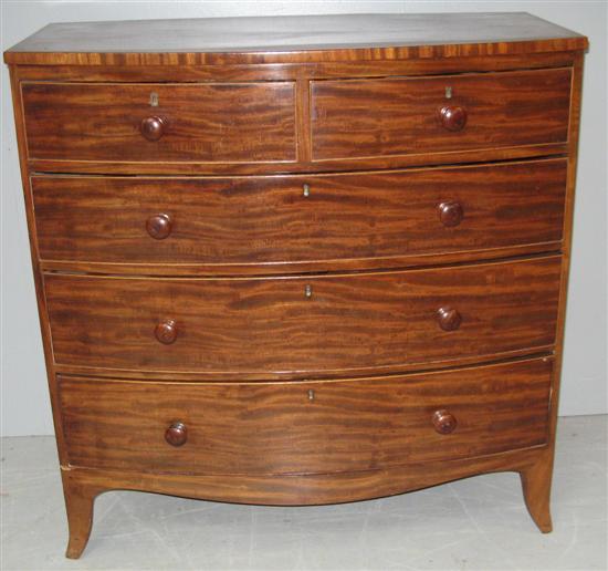 Appraisal: th century mahogany bowfronted chest of drawers two short over