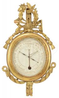 Appraisal: CARVED AND GILT BAROMETER THERMOMETER BY CHARLES BIESSE CARVED AND