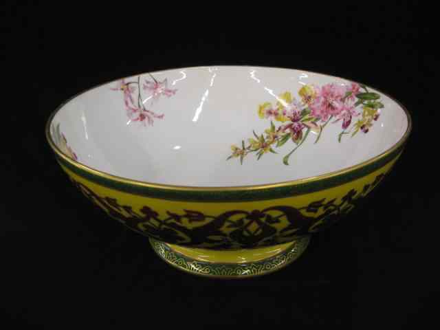 Appraisal: Limoges Handpainted Porcelain Punchbowl interior with fine floral and exterior