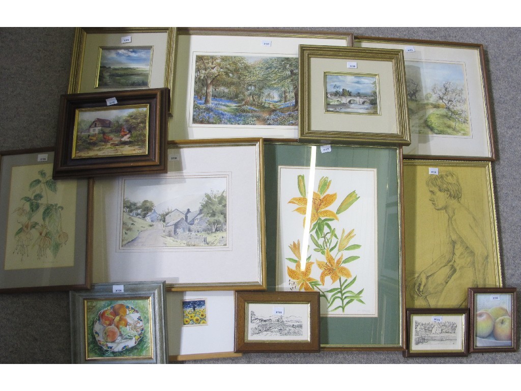 Appraisal: Lot comprising fourteen various oils watercolours drawings etc