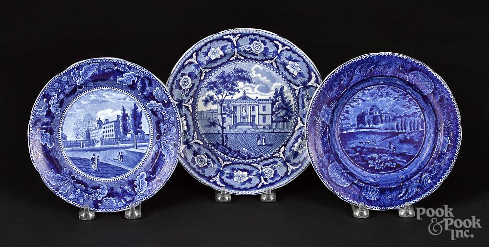 Appraisal: Three Historical blue Staffordshire plates Three Historical blue Staffordshire plates